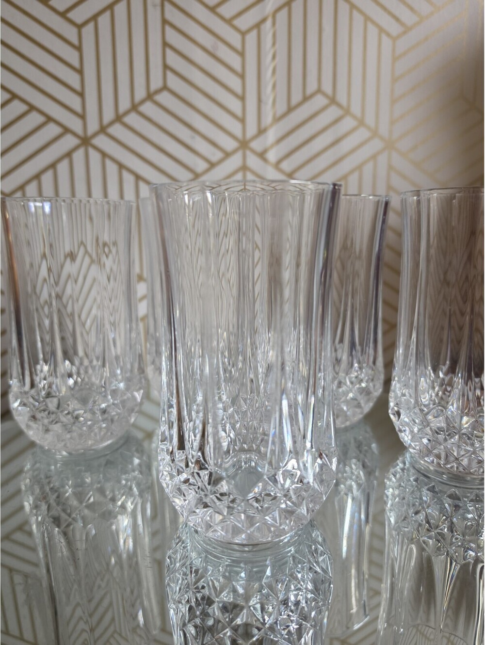 Vintage Cristal D'Arques Durand Longchamp 10oz 5.25” Water Glass Tumbler Set 5